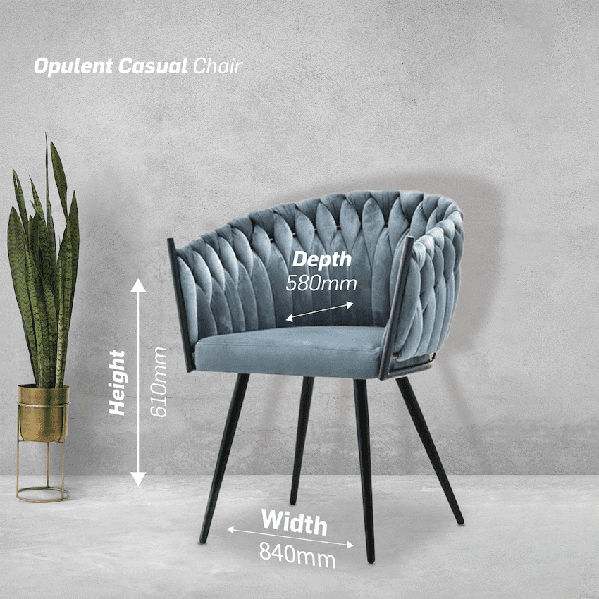 Everfurn Opulent Large Velvet Casual Chair Hazy Blue -2 Pack
