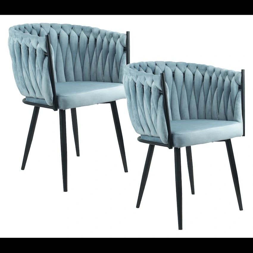 Everfurn Opulent Large Velvet Casual Chair Hazy Blue -2 Pack