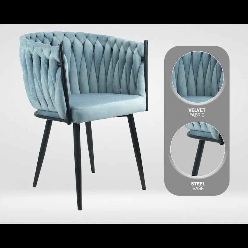 Everfurn Opulent Large Velvet Casual Chair Hazy Blue -2 Pack