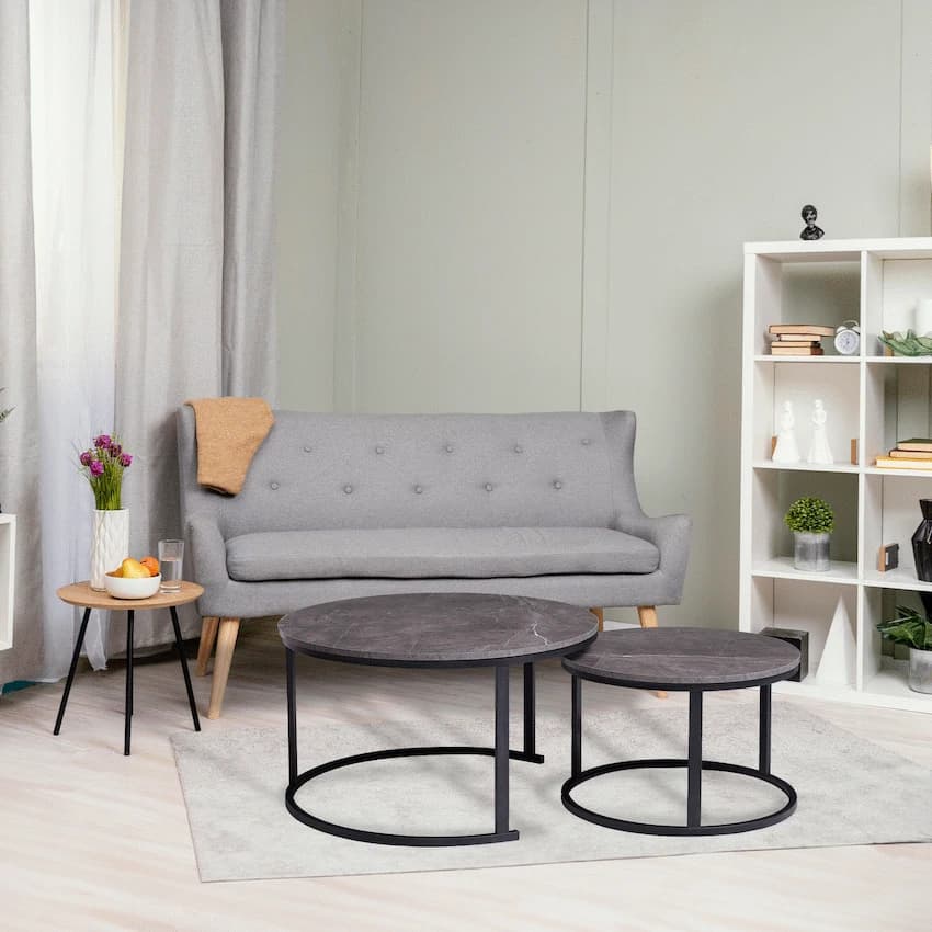 Everfurn Nile Nesting Coffee Table Marble, 2 Piece