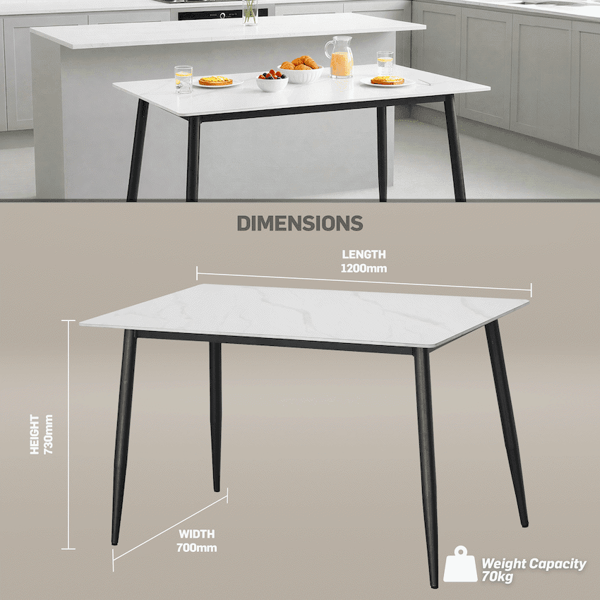 Everfurn Theo Dining Table - White, Box 1 of 2