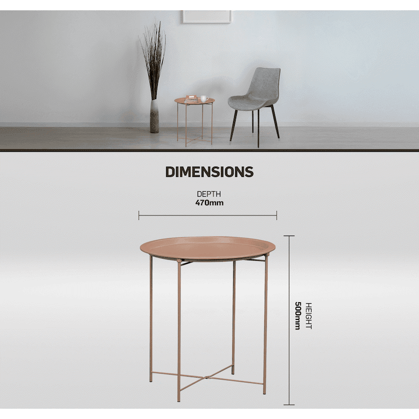 Everfurn Nala Side Table Beige, Painted MDF, Steel Frame