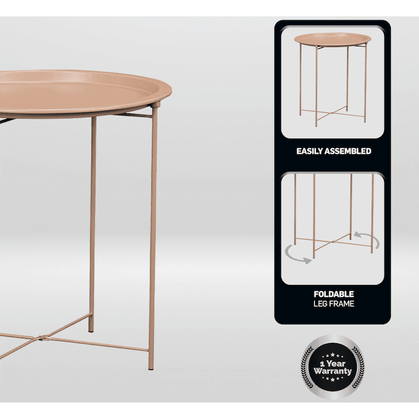 Everfurn Nala Side Table Beige, Painted MDF, Steel Frame