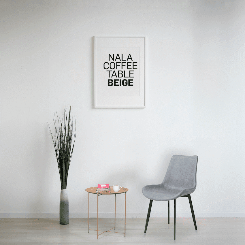 Everfurn Nala Side Table Beige, Painted MDF, Steel Frame