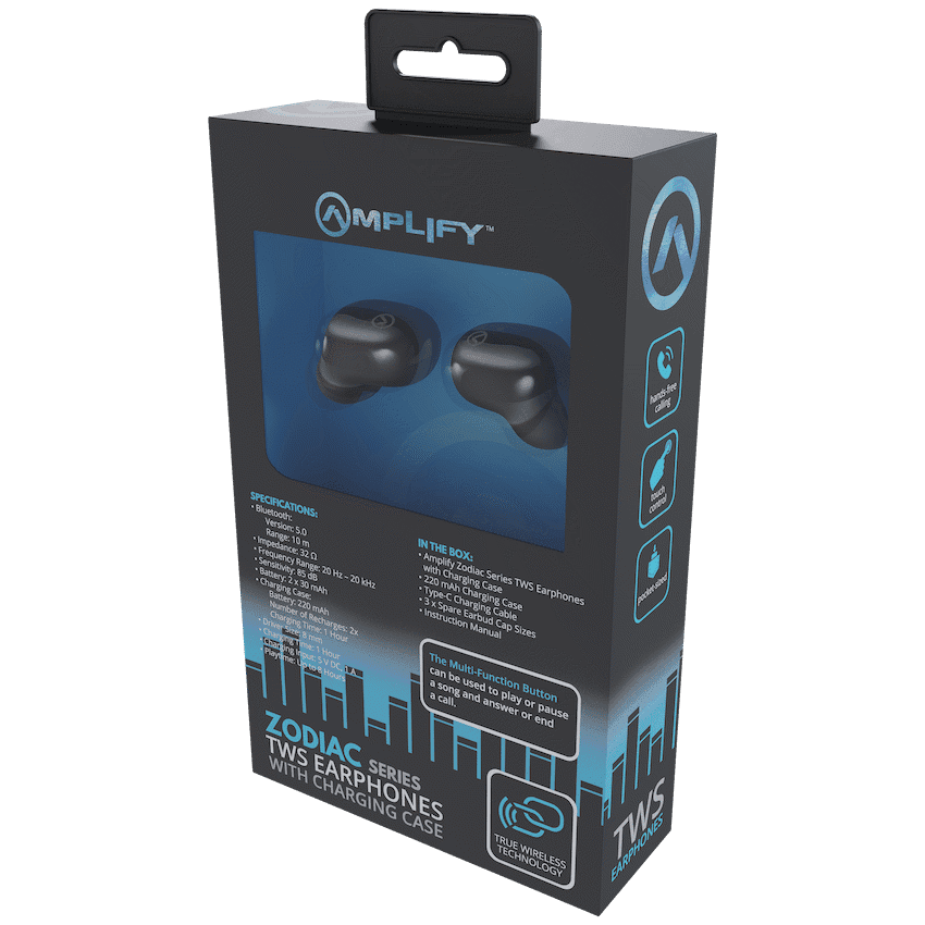 Amplify Zodiac Series TWS Earphones with Charging Case - Black