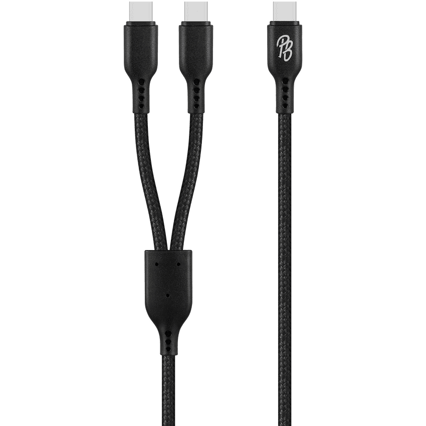 Pro Bass Cord Series 1.2m 15w USB-C to 2x USB-C Braided - Black