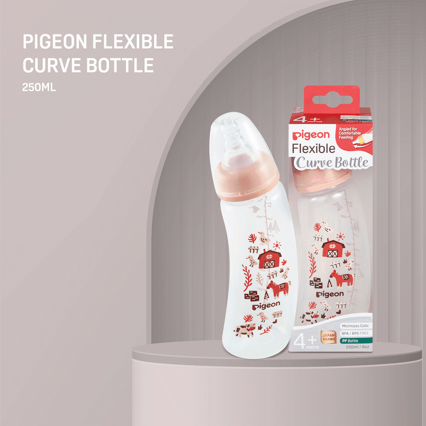 PIGEON FLEXIBLE CURVE BOTTLE 250ML - FARM
