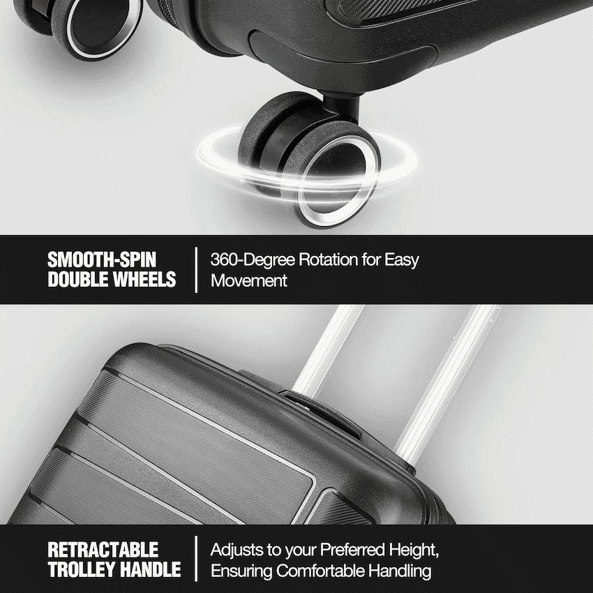 Travelwize Tourer PP 3Pc 4-wheel Spinner Luggage Set Black