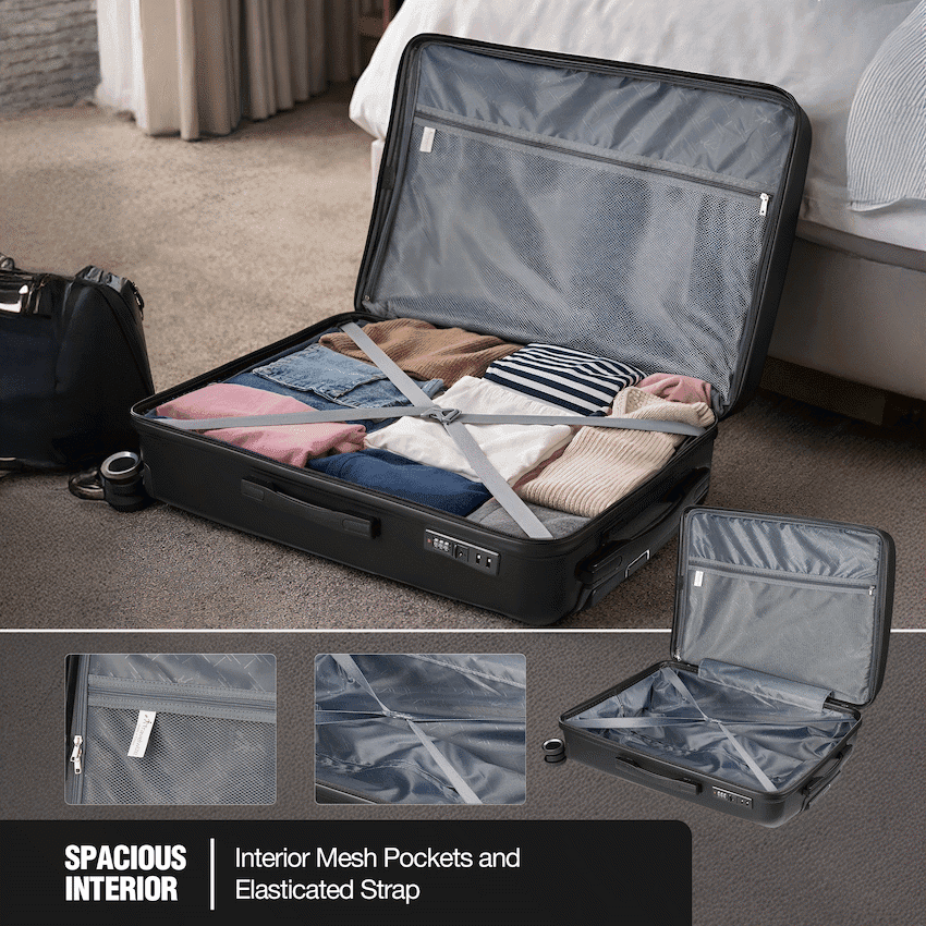 Travelwize Tourer PP 3Pc 4-wheel Spinner Luggage Set Black