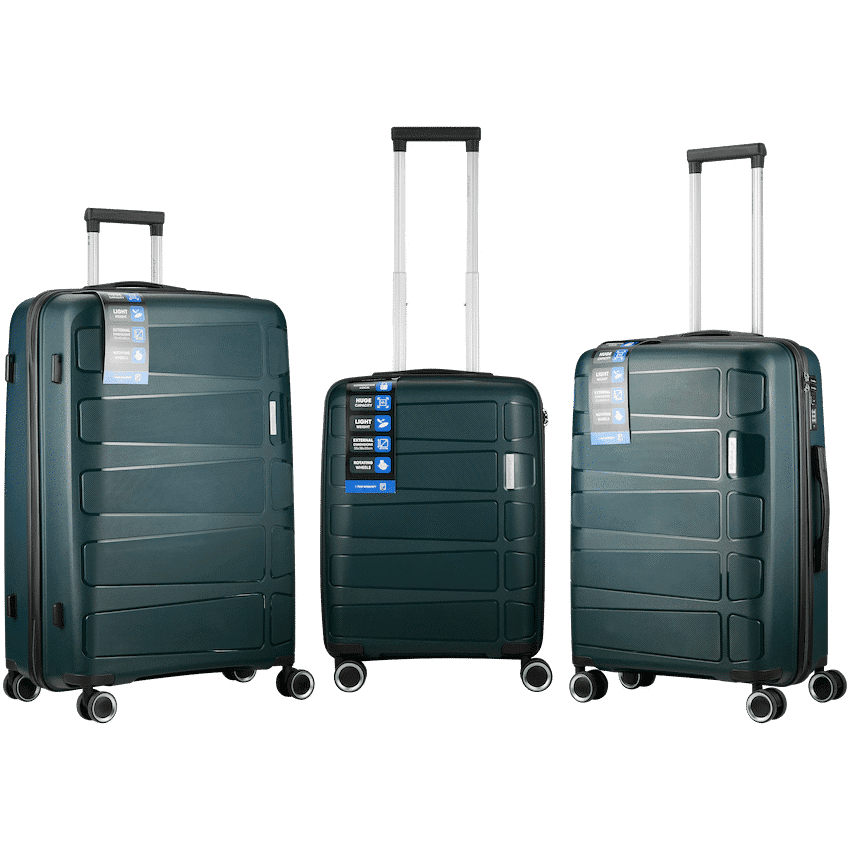 Travelwize Tourer PP 3Pc 4-wheel Spinner Luggage Set Petrol
