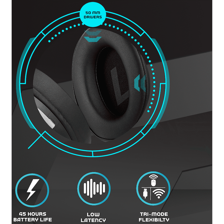 Volkano gaming Helm X1 Pro Wireless Gaming headphone with Tri-mode and ENC mic