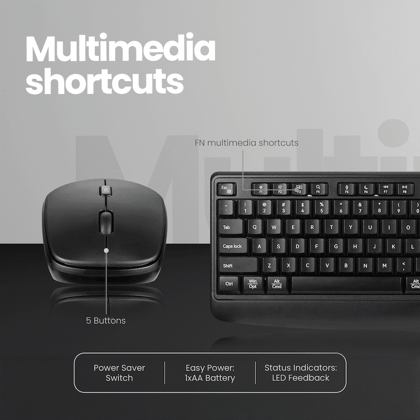 Volkano Onyx Keyboard and Mouse Combo With Dual mode BT