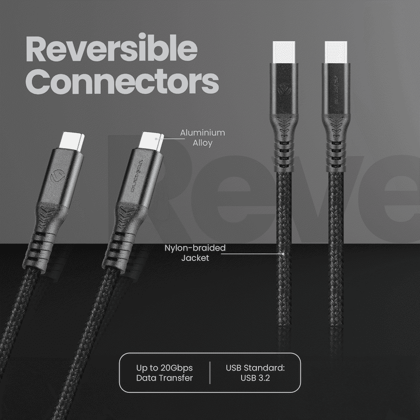 Volkano Weave Series USB C to USB C 240W 20Gbps 2m-black