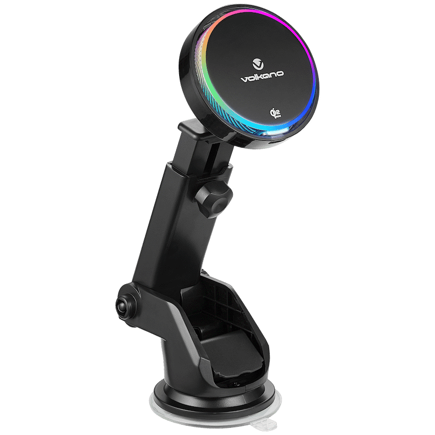 Volkano Sentinel Series Qi2.2 Magnetic Wireless Charging Car Dash Mount Phone Holder - Black