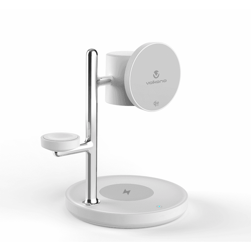 Volkano Lumen Series 3-in-1 Magnetic 25W Qi2.2 Wireless Charging Station - White
