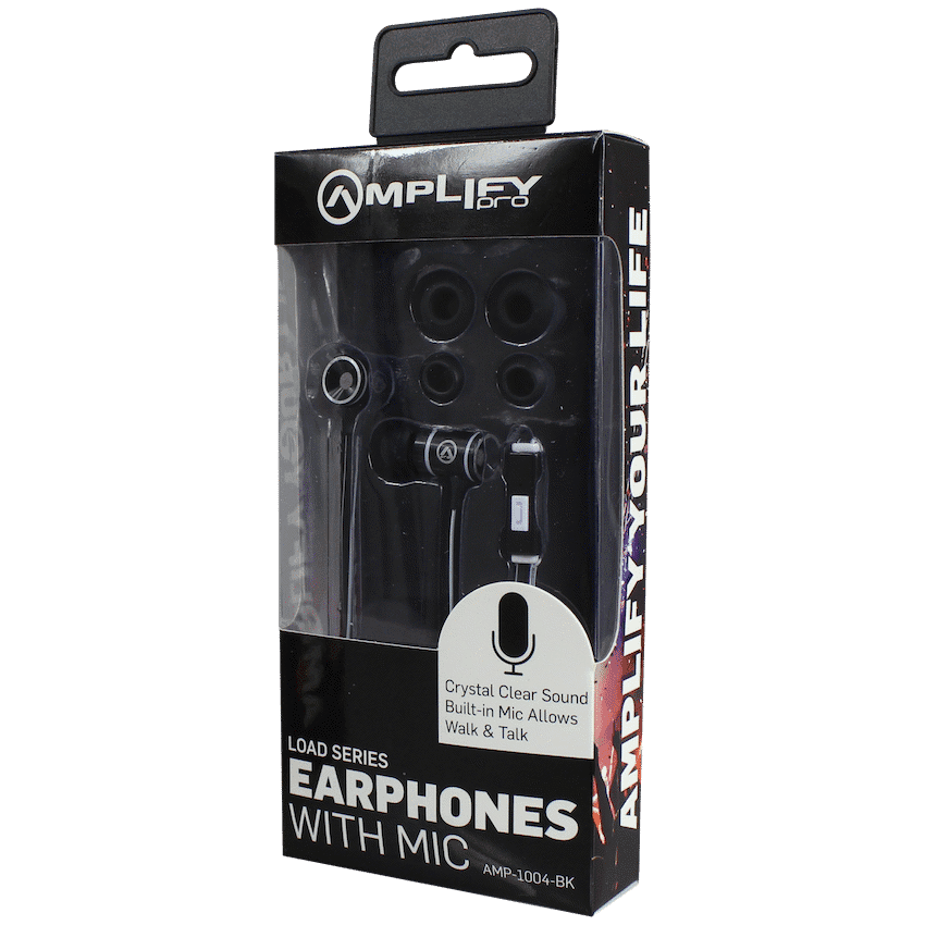 Amplify Load Series Earphones with Mic - Black