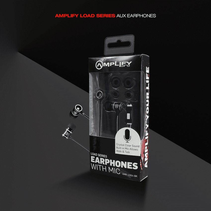 Amplify Load Series Earphones with Mic - Black