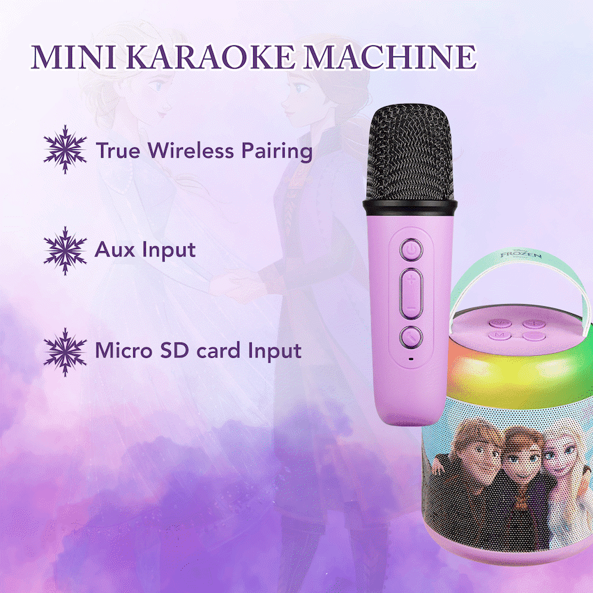 Disney Frozen Cylinder Karaoke Speaker with Bluetooth Microphone