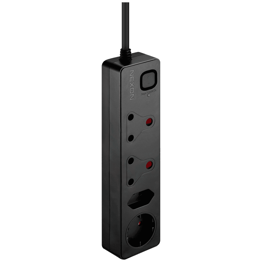 Nexon 4 Way Medium Surge Protected Multiplug 0.5M Black