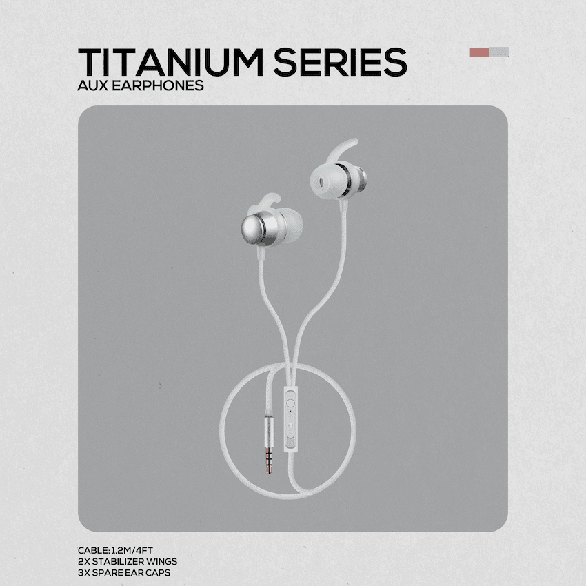 Volkano Titanium Series AUX Earphone - Silver