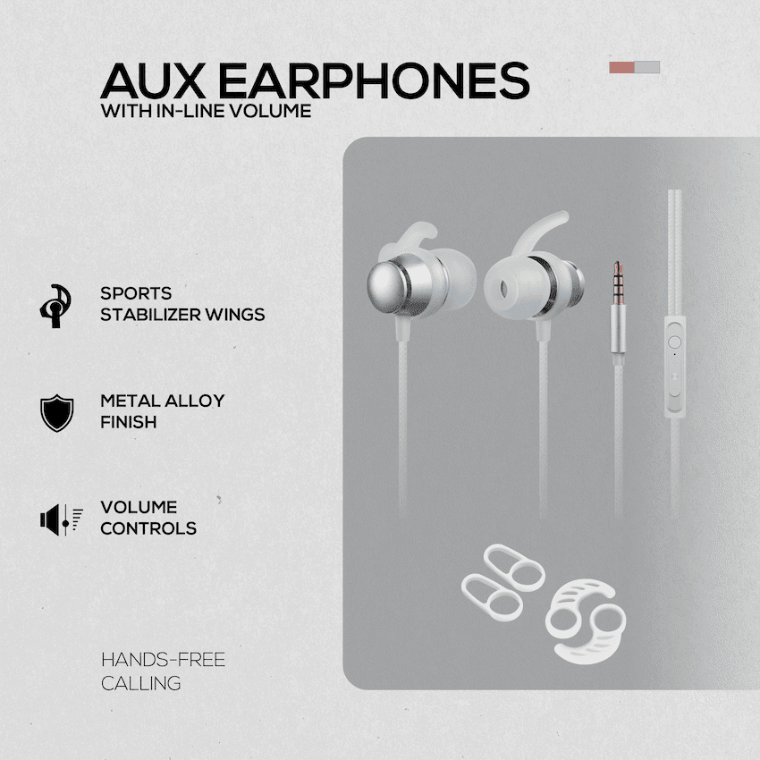 Volkano Titanium Series AUX Earphone - Silver
