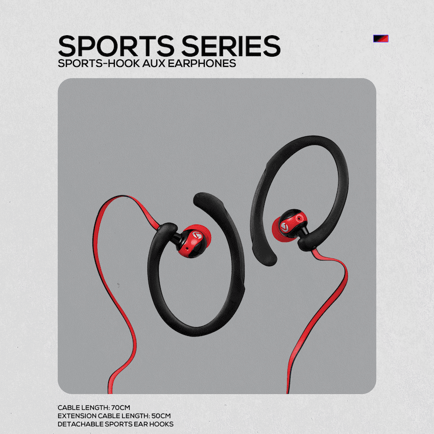 Volkano Sports Earphones Black/Red