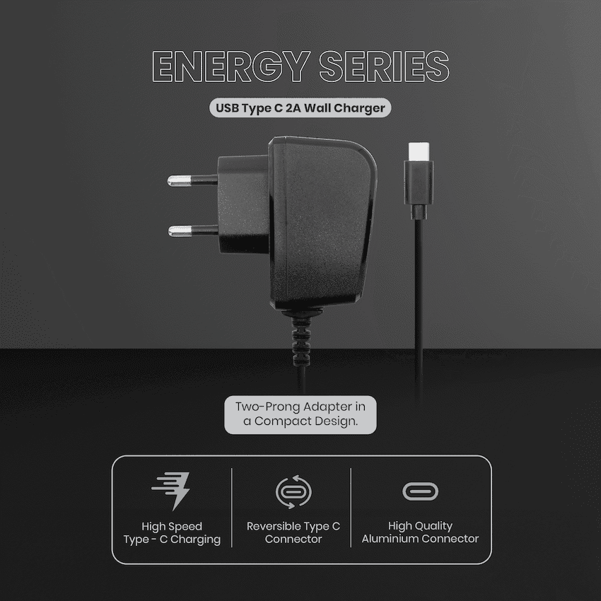 Volkano Energy Series USB Type-C 2a Wall Charger