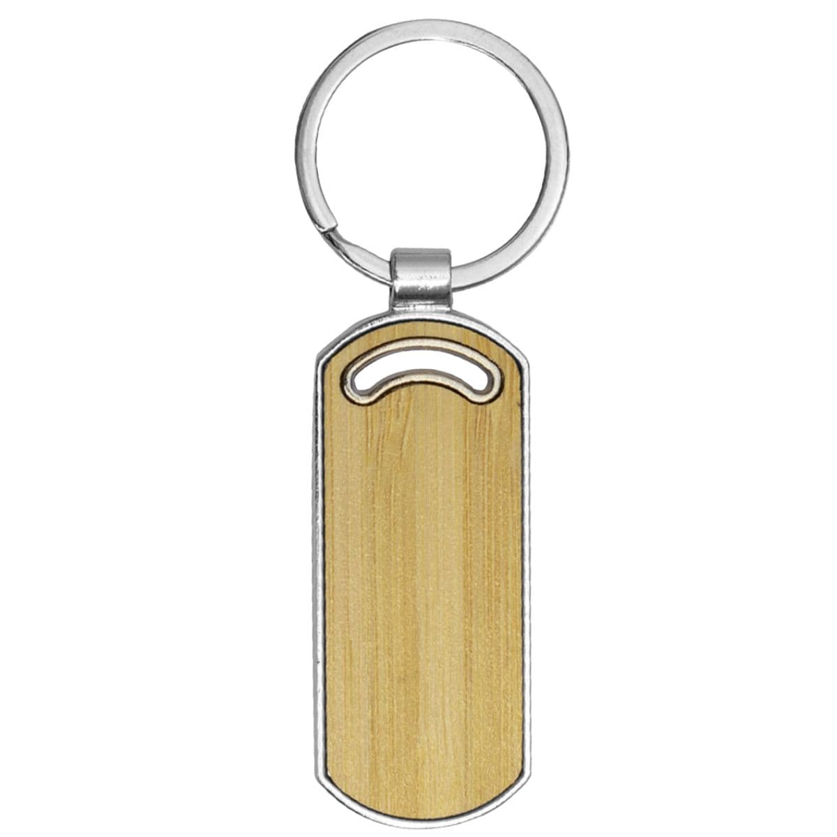 Ugo Oval Metal Bamboo Keyring