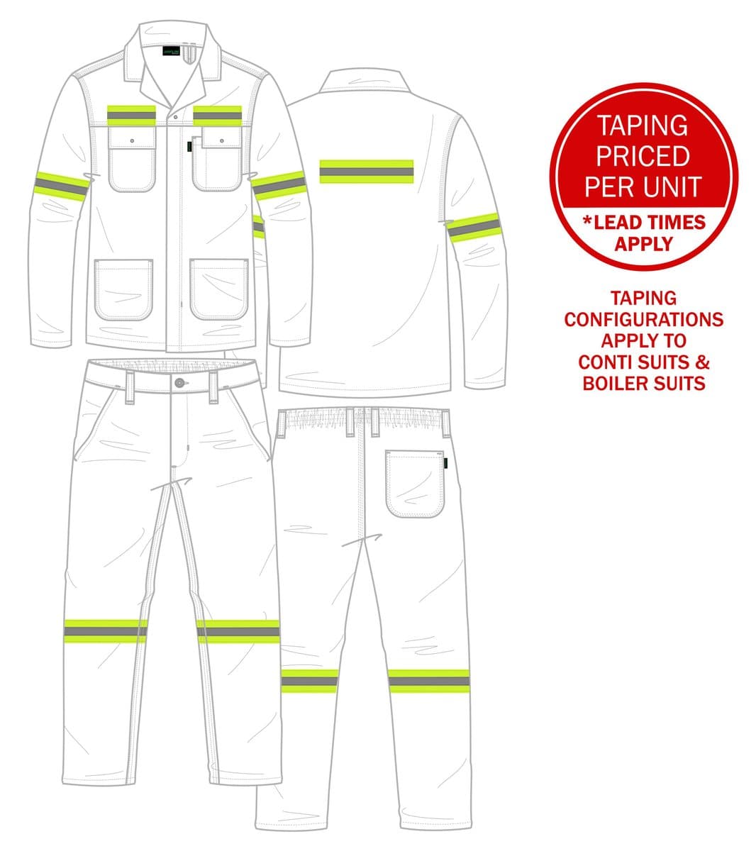 Lime Silver Lime, Two Arms, Two Legs, Front & Back Strip