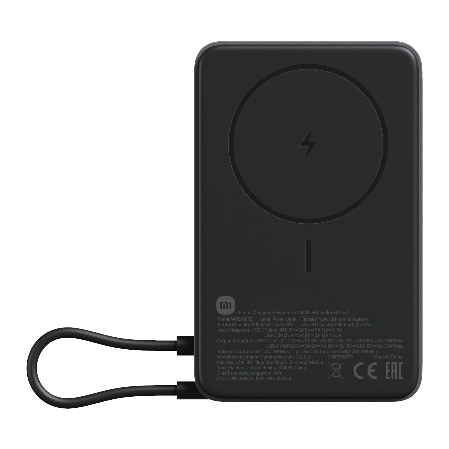 Xiaomi Magnetic Power Bank 10000mAh with Built-in Stand - Dark Grey