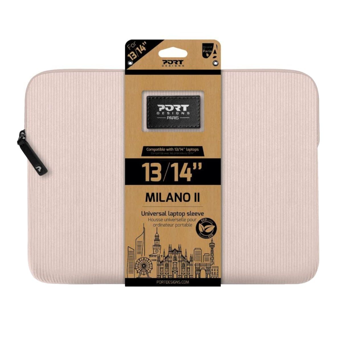 Port Designs Milano II Eco 13/14" Universal Laptop Sleeve - Plush Pink