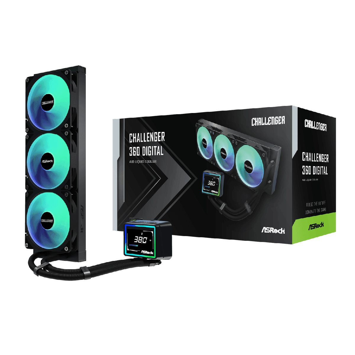 ASRock Challenger 360 Digital AIO Liquid Cooler - Black
